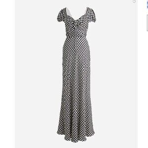 J. Crew Collection tie-neck cap-sleeve maxi dress in gingham, Size 8